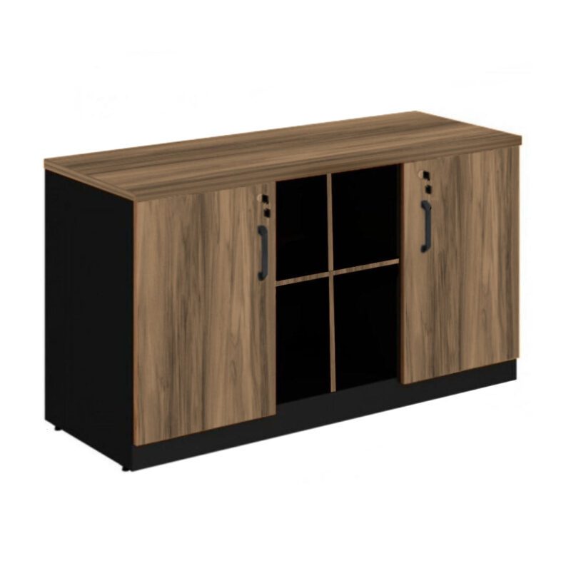 Armário Baixo GOLD Credenza ESPECIAL – 1,60×0,72×0,45m NOGALSEVILHA / PRETO – 23502 VILLA Móveis para Escritório Linha 40 mm 2