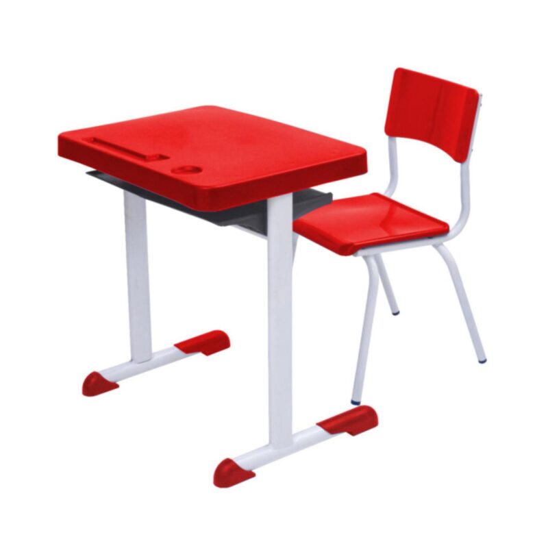 Kit Escolar Individual – (Mesa e Cadeira) – JUVENIL 06 a 09 Anos COR VERMELHO – 41082 VILLA Móveis para Escritório Conjunto Escolar 2