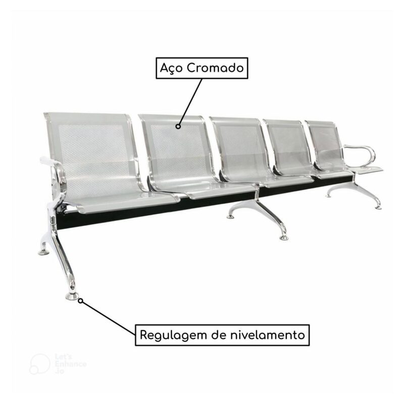 Longarina AEROPORTO com 05 Lugares – Cor Cromada – 33113 VILLA Móveis para Escritório Longarinas 3