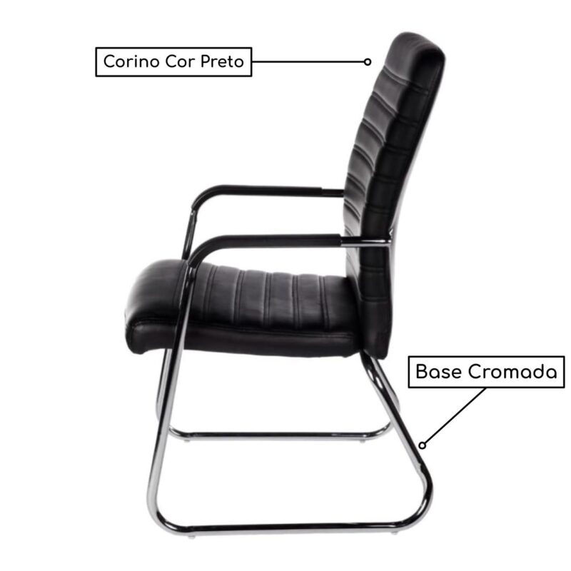 Poltrona para Escritório Interlocutor ATREUS Estofada – Cor Preto – PMD – 32882 VILLA Móveis para Escritório Cadeiras Fixas 5