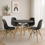 Mesa Residencial Redonda EIFFEL 0,90M – PRETO – 45112 VILLA Móveis para Escritório Linha Eiffel 10