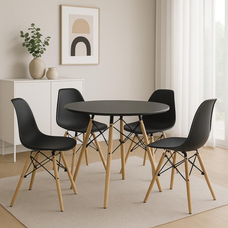 Mesa Residencial Redonda EIFFEL 0,90M – PRETO – 45112 VILLA Móveis para Escritório Linha Eiffel 5