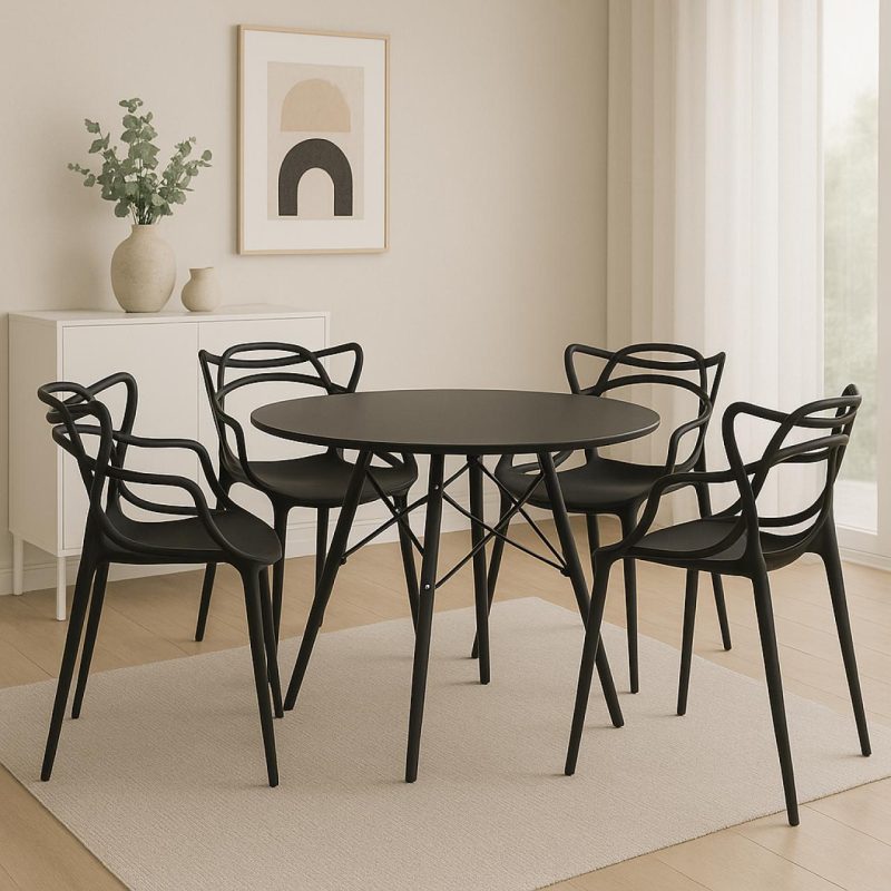Mesa Residencial Redonda EIFFEL 0,90M – PRETO – 45112 VILLA Móveis para Escritório Linha Eiffel 6