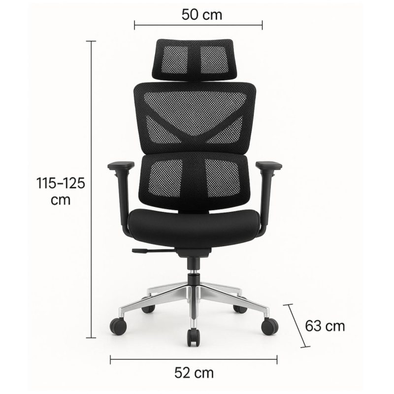 Cadeira de Escritório Presidente Tela TITAN – Cor Preto – 30067 VILLA Móveis para Escritório Cadeira de Tela 8