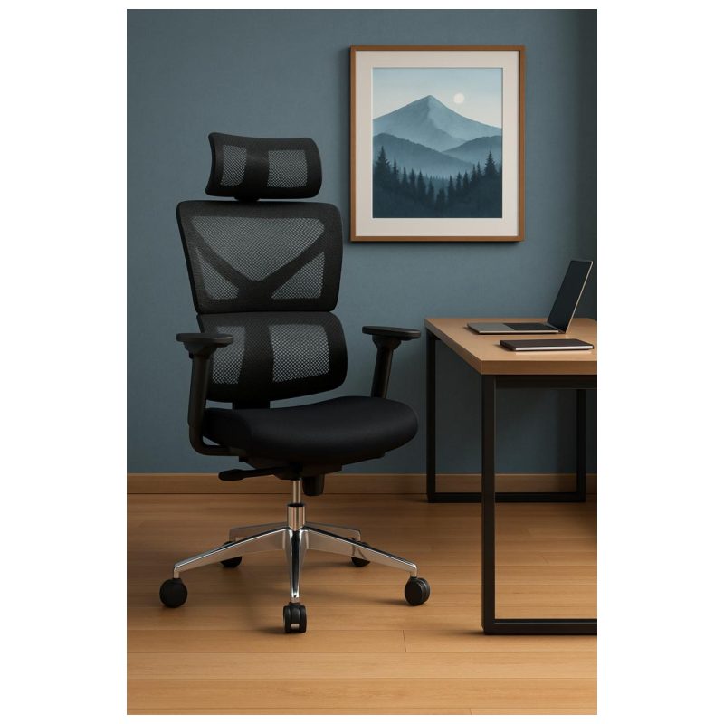Cadeira de Escritório Presidente Tela TITAN – Cor Preto – 30067 VILLA Móveis para Escritório Cadeira de Tela 9