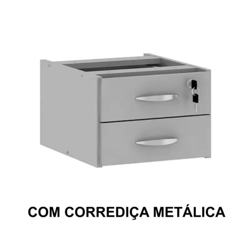 Estação de Trabalho 1,40×1,40m com 02 Gavetas – JOB – CINZA / CINZA – 43019 VILLA Móveis para Escritório JOB Cinza 15 mm 4