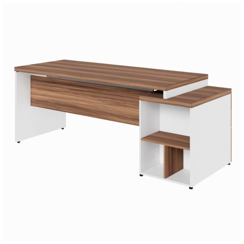 Mesa PEDESTAL RETA (03 Gav.) – 1,92X0,70m – WORKSTART – NOGAL SEVILHA/BRANCO- 34405 VILLA Móveis para Escritório Linha 40 mm Nogal – Branco 3