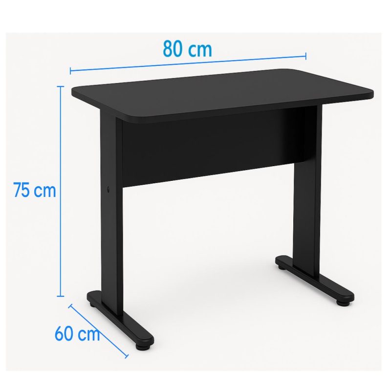 Mesa Escritório 0,80×0,60m – JOB – PRETO/PRETO – 43088 VILLA Móveis para Escritório JOB Preto 15 mm 5