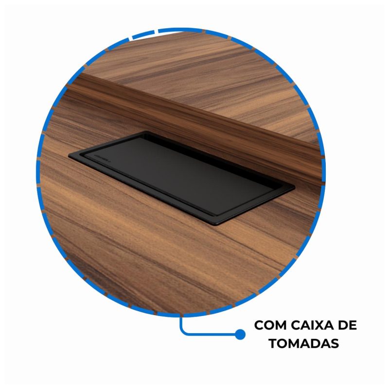 Mesa Escritório PRESIDENTE c/ Armário Pedestal – 1,82×1,80m – NOGAL SEVILHA/BRANCO – 34602 VILLA Móveis para Escritório Linha 40 mm Nogal – Branco 9
