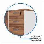 Mesa Escritório PRESIDENTE c/ Armário Pedestal – 1,82×1,80m – NOGAL SEVILHA/BRANCO – 34602 VILLA Móveis para Escritório Linha 40 mm Nogal – Branco 14