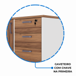 Mesa Escritório PRESIDENTE c/ Armário Pedestal – 1,82×1,80m – NOGAL SEVILHA/BRANCO – 34602 VILLA Móveis para Escritório Linha 40 mm Nogal – Branco 19