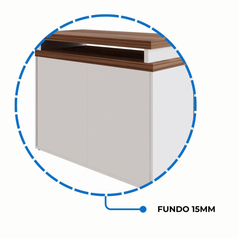 Armário Baixo 03 Gavetas e Porta (MISTO) – NOGAL SEVILHA/BRANCO – 34422 VILLA Móveis para Escritório Linha 40 mm Nogal – Branco 6