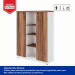 Armário Alto Credenza com Nicho – 1,61×1,20×0,45m – NOGAL SEVILHA/BRANCO- 34415 VILLA Móveis para Escritório Linha 40 mm Nogal – Branco 15