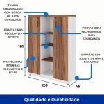 Armário Alto Credenza com Nicho – 1,61×1,20×0,45m – NOGAL SEVILHA/BRANCO- 34415 VILLA Móveis para Escritório Linha 40 mm Nogal – Branco 16