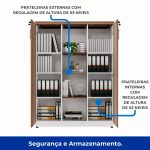 Armário Alto Credenza com Nicho – 1,61×1,20×0,45m – NOGAL SEVILHA/BRANCO- 34415 VILLA Móveis para Escritório Linha 40 mm Nogal – Branco 12