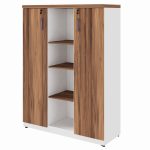 Armário Alto Credenza com Nicho – 1,61×1,20×0,45m – NOGAL SEVILHA/BRANCO- 34415 VILLA Móveis para Escritório Linha 40 mm Nogal – Branco 10