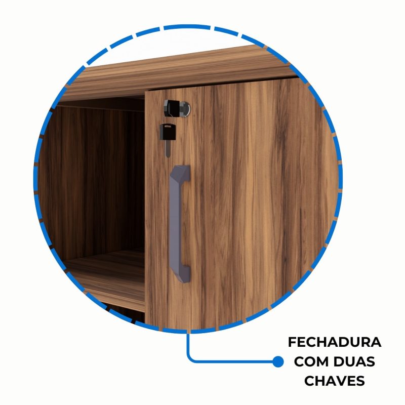 Armário Baixo GOLD Credenza ESPECIAL – 1,60×0,73×0,45m – NOGALSEVILHA / BRANCO – 34502 VILLA Móveis para Escritório Linha 40 mm Nogal – Branco 7