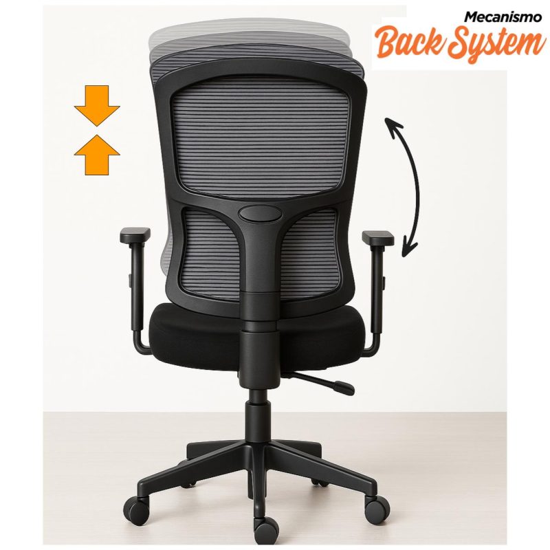 Cadeira de Escritório Tela PRYUS Back System – Cor Preto – 20099 VILLA Móveis para Escritório Cadeira de Tela 5