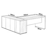 Mesa Escritório PRESIDENTE c/ Armário Pedestal – 1,82×1,80m – NOGAL SEVILHA/BRANCO – 34602 VILLA Móveis para Escritório Linha 40 mm Nogal – Branco 18