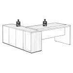 Mesa Escritório PRESIDENTE c/ Armário Pedestal – 1,82×1,80m – NOGAL SEVILHA/BRANCO – 34602 VILLA Móveis para Escritório Linha 40 mm Nogal – Branco 20