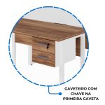Estação de Trabalho Dupla 1,20×1,35m c/ 02 Gavetas c/ ponto de tomada PÉ QUADRO – Cor Nogal Sevilha/Branco – 34423 VILLA Móveis para Escritório Linha 40 mm Nogal – Branco 17