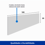 Estação de Trabalho Dupla 1,20×1,35m 02 Lugares sem Gavetas c/ ponto de tomada PÉ PAINEL – Nogal Sevilha/Branco – 34428 VILLA Móveis para Escritório Linha 40 mm Nogal – Branco 20