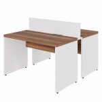 Estação de Trabalho Dupla 1,20×1,35m 02 Lugares sem Gavetas c/ ponto de tomada PÉ PAINEL – Nogal Sevilha/Branco – 34428 VILLA Móveis para Escritório Linha 40 mm Nogal – Branco 10