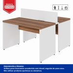 Estação de Trabalho Dupla 1,20×1,35m 02 Lugares sem Gavetas c/ ponto de tomada PÉ PAINEL – Nogal Sevilha/Branco – 34428 VILLA Móveis para Escritório Linha 40 mm Nogal – Branco 16