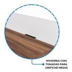 Estação de Trabalho Dupla 1,20×1,35m 02 Lugares sem Gavetas c/ ponto de tomada PÉ PAINEL – Nogal Sevilha/Branco – 34428 VILLA Móveis para Escritório Linha 40 mm Nogal – Branco 19