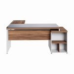 Mesa para Escritório em “L” com VIDRO FUMÊ – 1,92X1,60M NOGAL SEVILHA/BRANCO – 34432 VILLA Móveis para Escritório Linha 40 mm Nogal – Branco 18