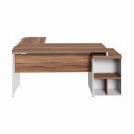 Mesa para Escritório em “L” com Gavetão – 1,92X1,60m -NOGAL SEVILHA/BRANCO – 34431 VILLA Móveis para Escritório Linha 40 mm Nogal – Branco 13