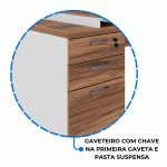 Mesa para Escritório em “L” com Gavetão – 1,92X1,60m -NOGAL SEVILHA/BRANCO – 34431 VILLA Móveis para Escritório Linha 40 mm Nogal – Branco 15