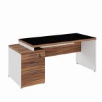 Mesa para Escritório com VIDRO FUMÊ – 1,92×0,70m – NOGAL SEVILHA/BRANCO – 34430 VILLA Móveis para Escritório Linha 40 mm Nogal – Branco 10