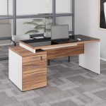 Mesa para Escritório com VIDRO FUMÊ – 1,92×0,70m – NOGAL SEVILHA/BRANCO – 34430 VILLA Móveis para Escritório Linha 40 mm Nogal – Branco 18