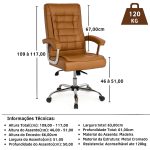 Poltrona Presidente LUXO c/ mola Ensacada – COR CARAMELO – 30059 VILLA Móveis para Escritório Presidente 14