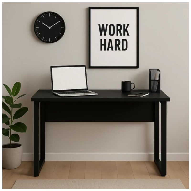 Mesa Escritório PÉ QUADRO – 1,50×0,60m – S/ Gavetas – PRETO / PRETO – 26002 VILLA Móveis para Escritório Linha 40mm Preto / Preto 8