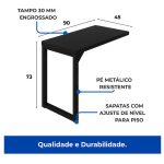 Mesa AUX PÉ QUADRO – 0,90×0,45m – PRETO/PRETO – 26004 VILLA Móveis para Escritório Linha 40mm Preto / Preto 8