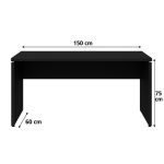 Mesa Escritório 1,50×0,60m – S/ Gavetas – PRETO/PRETO – 26006 VILLA Móveis para Escritório Linha 40mm Preto / Preto 13