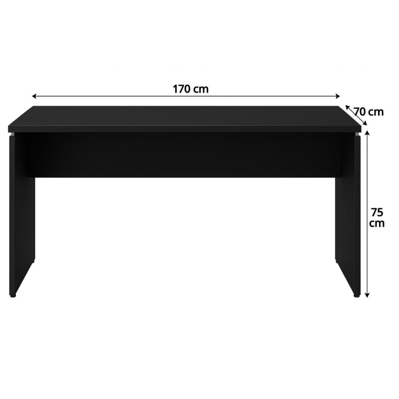 Mesa Escritório 1,70×0,70m – S/ Gavetas – PRETO/PRETO – 26007 VILLA Móveis para Escritório Linha 40mm Preto / Preto 6