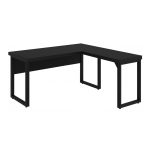 Mesa em L PÉ QUADRO (1,50×0,60m + Mesa Auxiliar) – S/ Gavetas – PRETO / PRETO – 26010 VILLA Móveis para Escritório Linha 40mm Preto / Preto 10