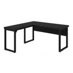 Mesa em L PÉ QUADRO (1,50×0,60m + Mesa Auxiliar) – S/ Gavetas – PRETO / PRETO – 26010 VILLA Móveis para Escritório Linha 40mm Preto / Preto 13