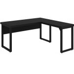 Mesa em L PÉ QUADRO (1,70×0,70m + Mesa Auxiliar) – S/ Gavetas – PRETO / PRETO – 26011 VILLA Móveis para Escritório Linha 40mm Preto / Preto 10