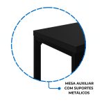 Mesa em L PÉ QUADRO (1,70×0,70m + Mesa Auxiliar) – S/ Gavetas – PRETO / PRETO – 26011 VILLA Móveis para Escritório Linha 40mm Preto / Preto 17