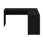 Mesa em L PÉ PAINEL (1,50×0,60m + Mesa Auxiliar) – S/ Gavetas – PRETO / PRETO – 26012 VILLA Móveis para Escritório Linha 40mm Preto / Preto 12