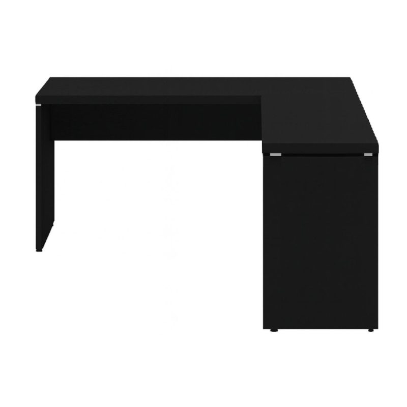 Mesa em L PÉ PAINEL (1,50×0,60m + Mesa Auxiliar) – S/ Gavetas – PRETO / PRETO – 26012 VILLA Móveis para Escritório Linha 40mm Preto / Preto 4