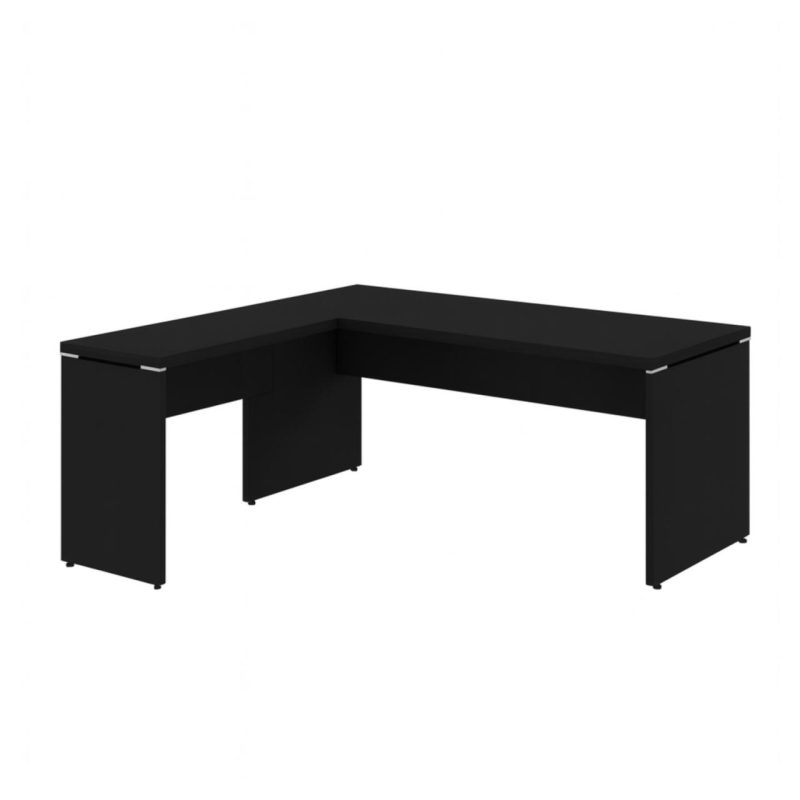 Mesa em L PÉ PAINEL (1,50×0,60m + Mesa Auxiliar) – S/ Gavetas – PRETO / PRETO – 26012 VILLA Móveis para Escritório Linha 40mm Preto / Preto 5