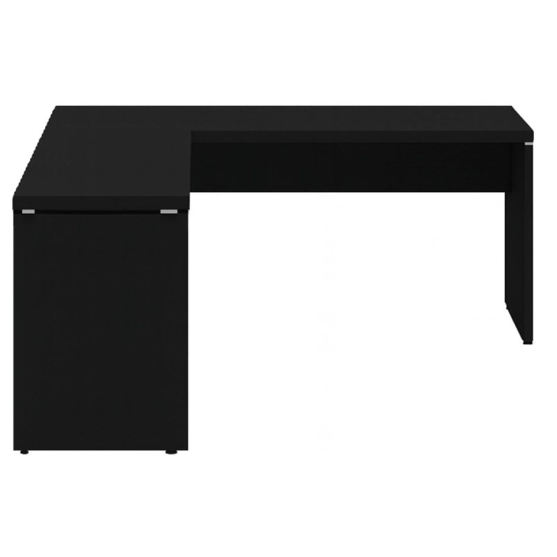 Mesa em L PÉ PAINEL (1,70×0,70m + Mesa Auxiliar) – S/ Gavetas – PRETO / PRETO – 26013 VILLA Móveis para Escritório Linha 40mm Preto / Preto 3