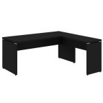 Mesa em L PÉ PAINEL (1,70×0,70m + Mesa Auxiliar) – S/ Gavetas – PRETO / PRETO – 26013 VILLA Móveis para Escritório Linha 40mm Preto / Preto 10