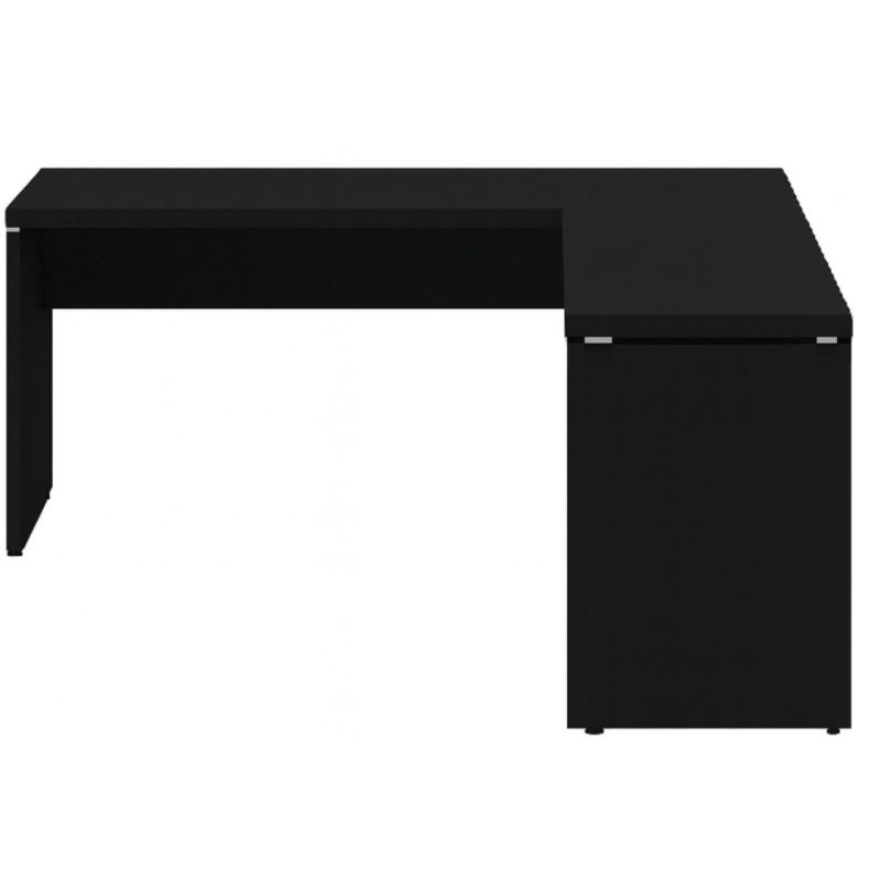 Mesa em L PÉ PAINEL (1,70×0,70m + Mesa Auxiliar) – S/ Gavetas – PRETO / PRETO – 26013 VILLA Móveis para Escritório Linha 40mm Preto / Preto 4