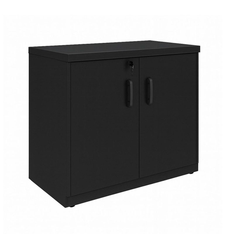 Armário Baixo com Prateleiras Internas – MDP Preto – 26030 VILLA Móveis para Escritório Linha 40mm Preto / Preto 3